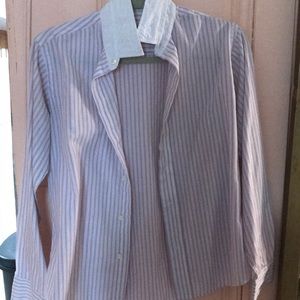 A white and purple bottom shirt.